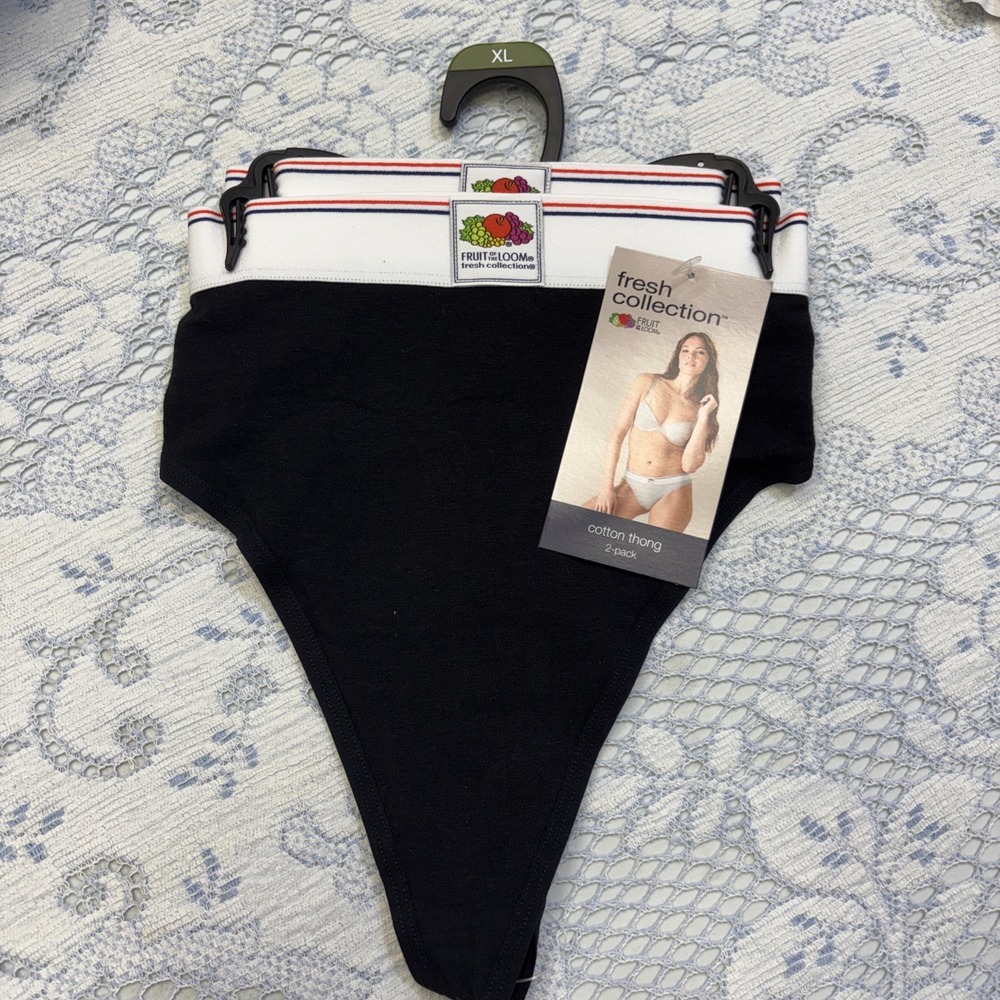 Fruit of the Loom 2-Pair Womens Thong Underwear Panties Cotton Blend XL